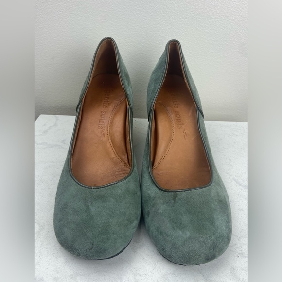 Gentle Souls Ridge Amaru Green Suede Wedge Round Toe 8 - Picture 6 of 12